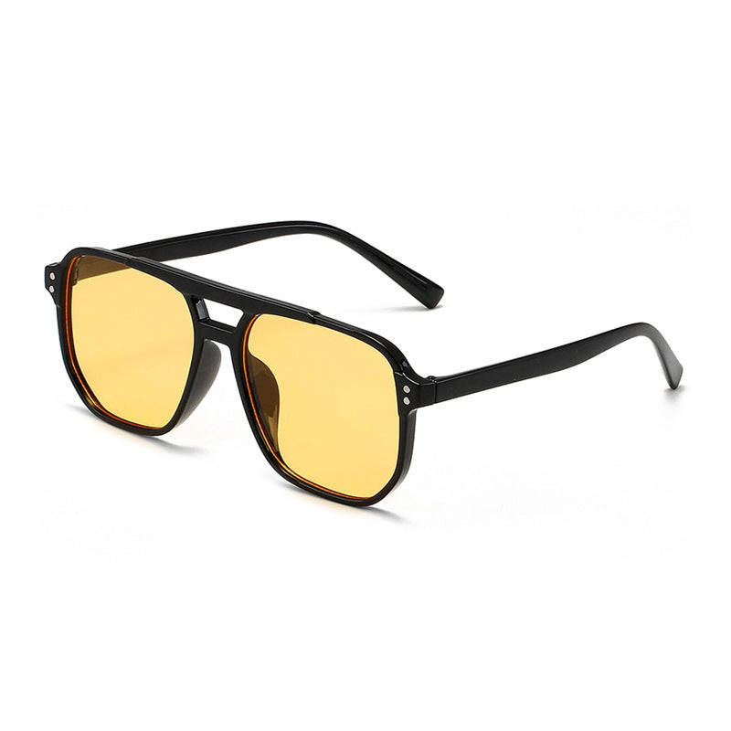 Wholesale Square frame sunglasses UV protection retro marine lenses double beam rice nail aviator sunglasses